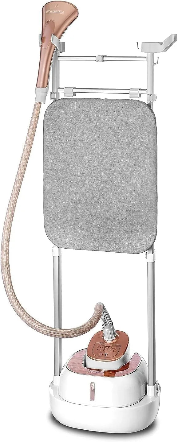 Black+Decker Digital Garment Steamer With Ironing Board, 2000 W, 6 Stage, 2.0 L, White/Rose Gold - Gstd2050-B5