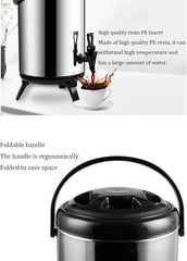 Portable St. Steel Insulated Beverage Dispenser Flask Bucket with Tap & Elevated Base - 16L