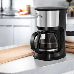 Black+Decker 750W 10 Cup Coffee Maker/Coffee Machine With Glass Carafe For Drip Coffee, Silver/Black - DCM750S-B5