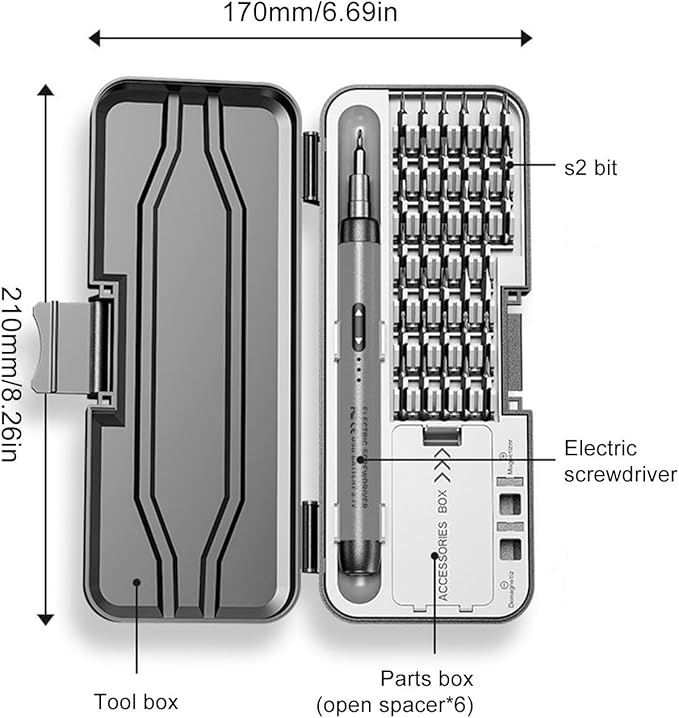 48-in-1 Rechargeable Electric Precision Screwdriver Set with Magnetic Bits, Type-C Fast Charging, LED Indicator & Portable Storage Case – Ideal for Phones, Laptops, Watches, and DIY Repairs