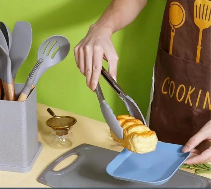 Premium 19-Piece Silicone Kitchenware & Knife Set with Cutting Board & Holding Stand