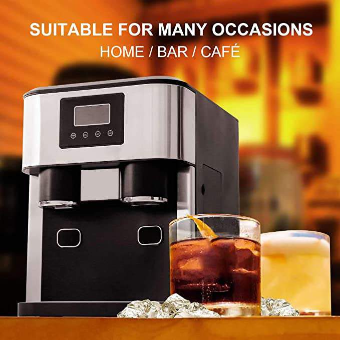 3-in-1 Ice Maker with Crusher & Cold Water Dispenser, 1.8L Water Reservoir, 600g Storage, 15–18kg - Day Output