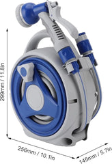 بكرة خرطوم حديقة محمولة قابلة للتثبيت على الحائط بطول 15 مترًا مزودة بمسدس رش بثمانية أنماط - أخضر