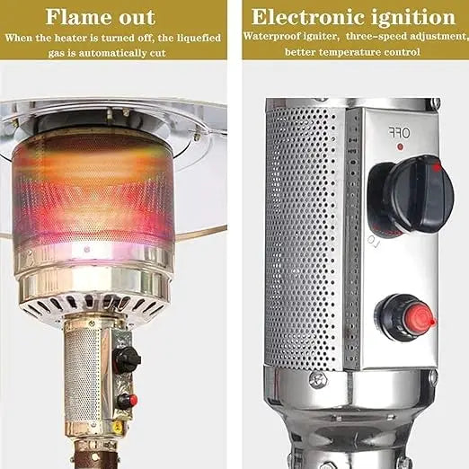 High-Powered Vertical Outdoor Gas Patio Heater - 13000W - Brown