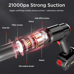 High Power Cordless Handheld Rechargeable Vacuum Cleaner with Rechargeable 24V Lithium Battery, 0.4L Dust Cup, HEPA Filter, and Multiple Nozzle Attachments for Car, Home & Office