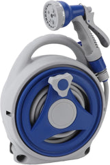 15M Portable Wall-Mountable Garden Hose Reel with 8-Pattern Spray Gun - Green