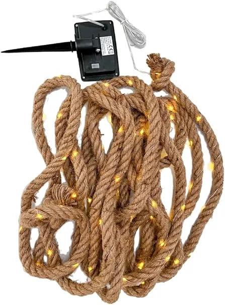 5M Solar LED Rope Decorative Light with 100 LEDs, IP67 Waterproof, 8 Lighting Modes, Auto On/Off Sensor, Outdoor Garden & Balcony Ambient String Light with Ground Spike
