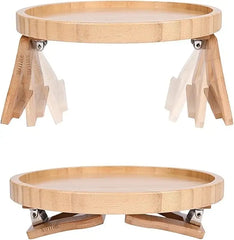 Round Wooden Sofa Armrest Clamp Tray for Food & Snacks
