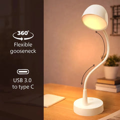 Elegant Rechargeable LED Eye Protection Desk Lamp with Touch Control, Flexible Neck & Dual Light Modes