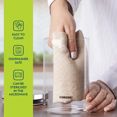 Borosil Classic Borosilicate Glass Storage Jar with Stainless Steel Lid, Microwave Oven & Freezer Safe Food Container