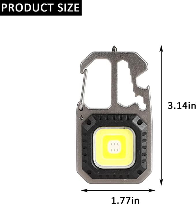 Multifunctional Emergency COB Light Tripod Keychain with Screwdriver Wrench Tool, Bottle Opener & G
