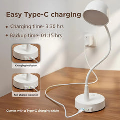 Elegant Rechargeable LED Eye Protection Desk Lamp with Touch Control, Flexible Neck & Dual Light Modes