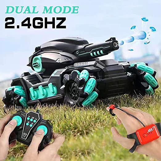 Cool High Speed Water Pellet Shooting RC Water Tank Car with All Terrain Capability - Remote and Gesture Controlled