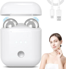 Mini Rechargeable Electric Facial Massager with Dual Metal Roller Heads, 3 Adjustable Intensity Levels, Microcurrent Facial Massage, Skin Firming & Lifting Care, USB Type-C Charging
