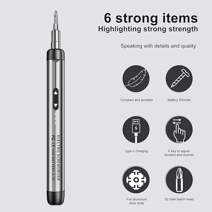48-in-1 Rechargeable Electric Precision Screwdriver Set with Magnetic Bits, Type-C Fast Charging, LED Indicator & Portable Storage Case – Ideal for Phones, Laptops, Watches, and DIY Repairs