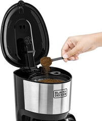 Black+Decker 750W 10 Cup Coffee Maker/Coffee Machine With Glass Carafe For Drip Coffee, Silver/Black - DCM750S-B5