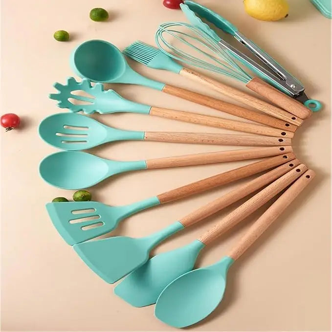 Premium 19-Piece Silicone Kitchenware & Knife Set with Cutting Board & Holding Stand