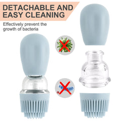 2-in-1 Oil Dispenser Bottle with Silicone Dropper & Brush with Scale and Lid for Accurate Cooking, Baking, Grilling & Basting