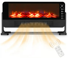 2-in-1 Wall Mounted & Freestanding Electric Fireplace Heater with Remote Control - 2000W with Overheat Protection, Quiet Operation & Adjustable Thermostat for Bedrooms, Living Rooms