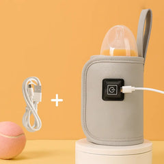 USB Powered Insulated Baby Bottle Warmer Cover with Adjustable Fit, Constant Heating and 3 Temperature Modes