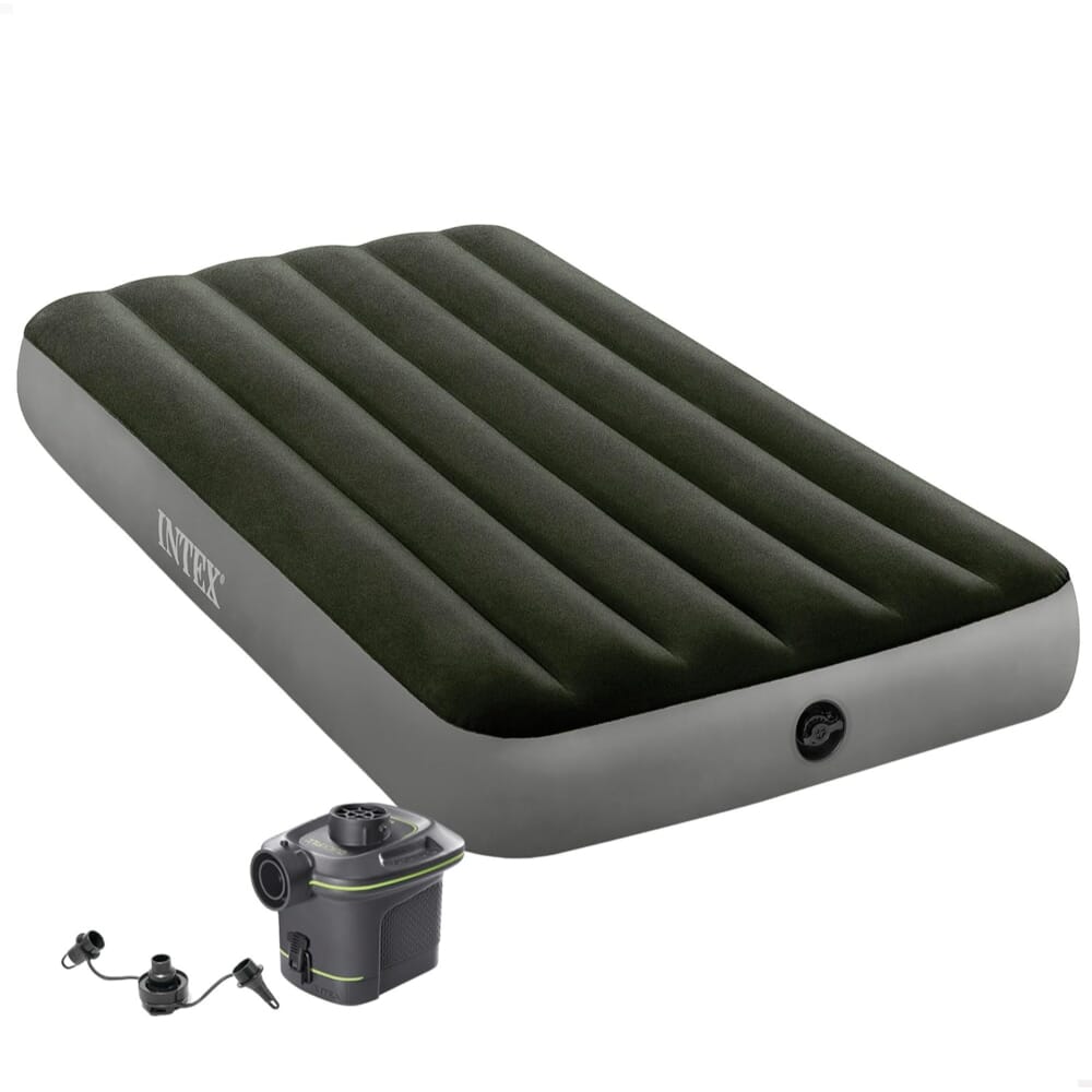 سرير هوائي INTEX Twin Dura Beam Prestige مع مضخة بطارية (99 سم × 1.91 متر × 25 سم)