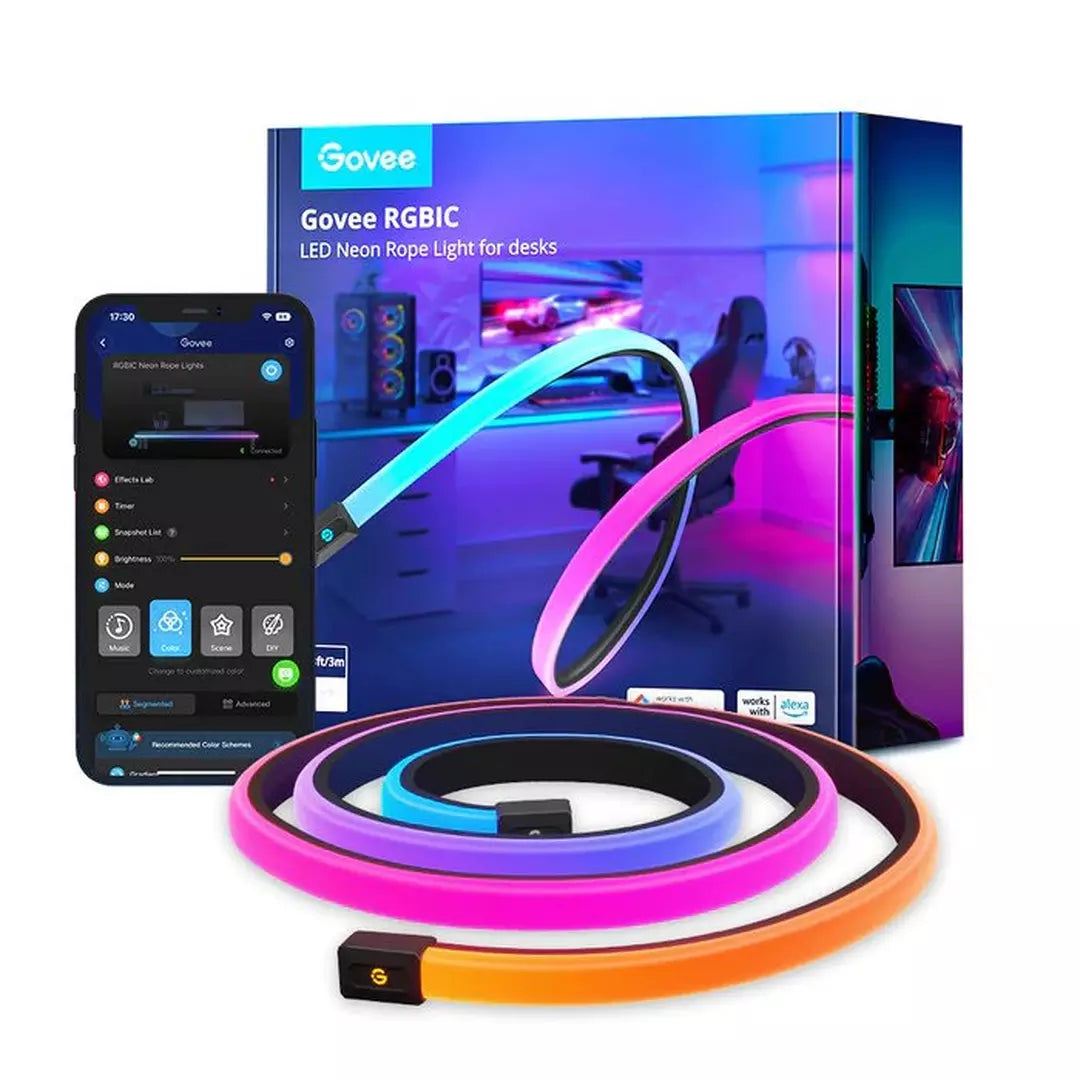 Govee LED Neon Rope Lights for Desks, 3m Length, H61C3 - RGBIC