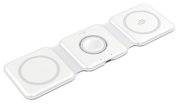 شاحن سفر لاسلكي مغناطيسي محمول قابل للطي 3 في 1 بقوة 15 وات للهواتف الذكية وiWatch وAirpods