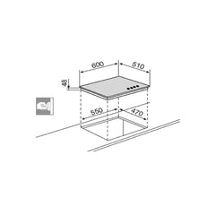 Glemgas Crystal Glass 4 Burners Gas Hob 60cm GLGV64HBK - Stainless Steel
