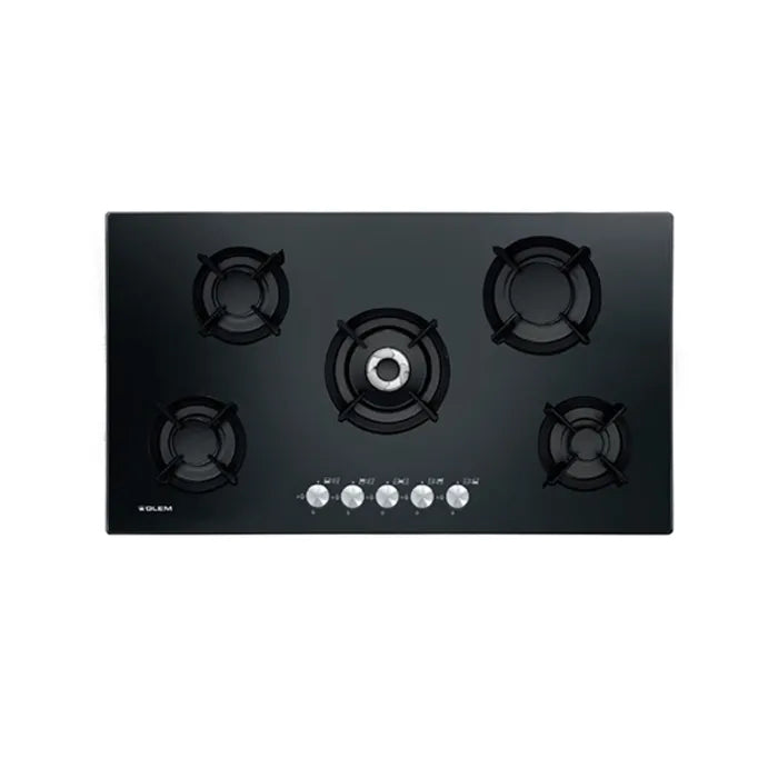 Glemgas Crystal Glass Gas Hob 90cm GLGV955HBK - Stainless Steel