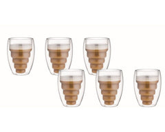 ARAMORO 6 PCS SET 250 ML BOROSILICATE DOUBLE WALL GLASS TUMBLER