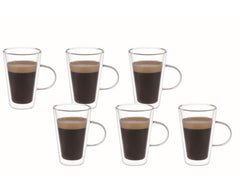 ARAMORO 6 PCS SET 200 ML BOROSILICATE DOUBLE WALL GLASS CUP