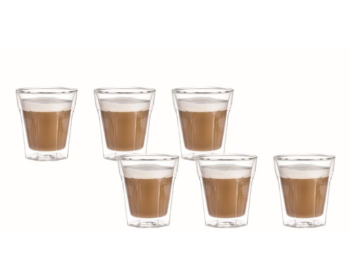 ARAMORO 6 PCS SET 280ML BOROSILICATE DOUBLE WALL GLASS TUMBLER