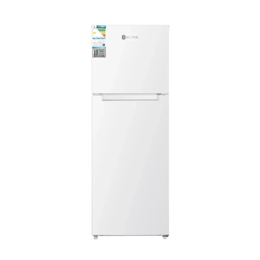 Elite Top Mount Refrigerator 267L (9.4 Cu. Ft) – Inverter Compressor, No Frost, Wire Shelves, Lock & Key, Silver Finish ETM320IS