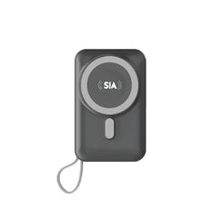 SIA Magnetic power bank - Built in RGB cooling fan for IPHONE AND I-WATCH WITH TYPE C AND LIGHTINING BUILT-IN CABLES - PD 20W-Wireless Charging 15W 10000Mah - GRAY SIPBMGP2