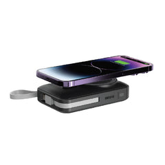 SIA Magnetic power bank - Built in RGB cooling fan for IPHONE AND I-WATCH WITH TYPE C AND LIGHTINING BUILT-IN CABLES - PD 20W-Wireless Charging 15W 10000Mah - GRAY SIPBMGP2