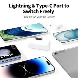 iWALK LinkPod Switch 5000mAh, Rotary Power Bank, USB-C & Lightning White