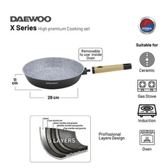 Daewoo Granite Frying Pan 28 cm - Black & Brown