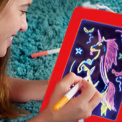 لوحة الرسم المضيئة ماجيك باد للأطفال مع 8 تأثيرات لونية، و6 أقلام نيون، و30 قالبًا، وشاشة قابلة لإعادة الاستخدام والتنظيف - لوحة تعليمية مضيئة للفنون الإبداعية والتعلم