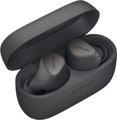 سماعات أذن لاسلكية حقيقية Jabra Elite 3، عزل الضوضاء، 4 ميكروفونات مدمجة، بلوتوث 5.2، صوت جهير غني، وقت تشغيل موسيقى يصل إلى 28 ساعة، صوت قابل للتخصيص، ووضع أحادي، رمادي داكن | 100-91410000-60