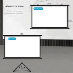 Premium HD Tripod Projection Screen with Adjustable Stand & Wall Mount | 16:9 Matte White Wrinkle-Free Projection Fabric | 178° Wide Viewing Angle | 1.0 Gain Portable Indoor & Outdoor Movie, Gaming & Presentation Projector Screen - 84" / 100"