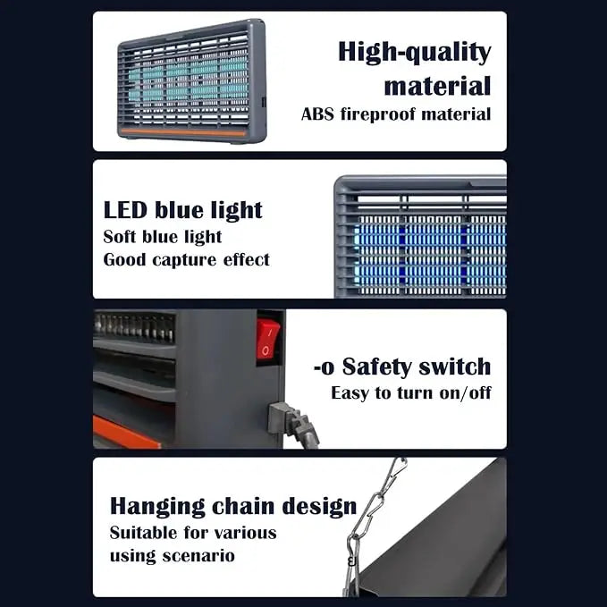 Electric Lamp Insect Killer & Bug Fly Zapper with UV-A Double Tube, Chain for Hanging & Low Power Consumption - 8W/10W/12W