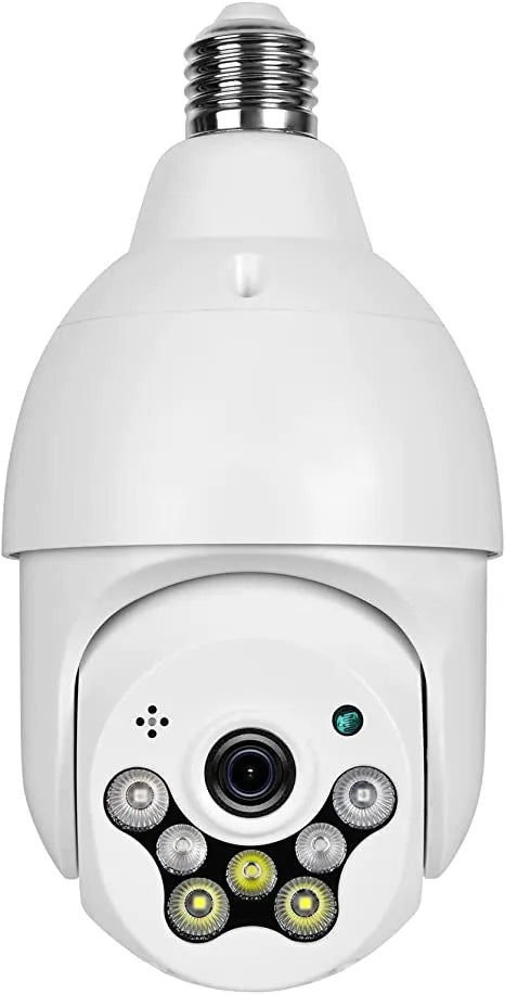 Smart 4G Ultra HD Wireless IP Security Bulb Camera for Indoor & Outdoor - 360° 2.4Ghz with PTZ, Color Night Vision, Two-Way Audio, Motion Detection Alarm