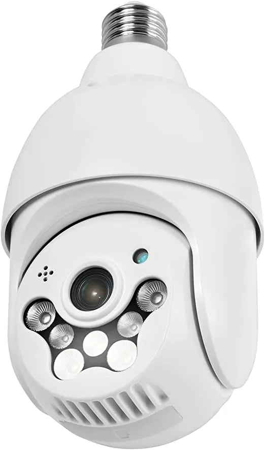 Smart 4G Ultra HD Wireless IP Security Bulb Camera for Indoor & Outdoor - 360° 2.4Ghz with PTZ, Color Night Vision, Two-Way Audio, Motion Detection Alarm