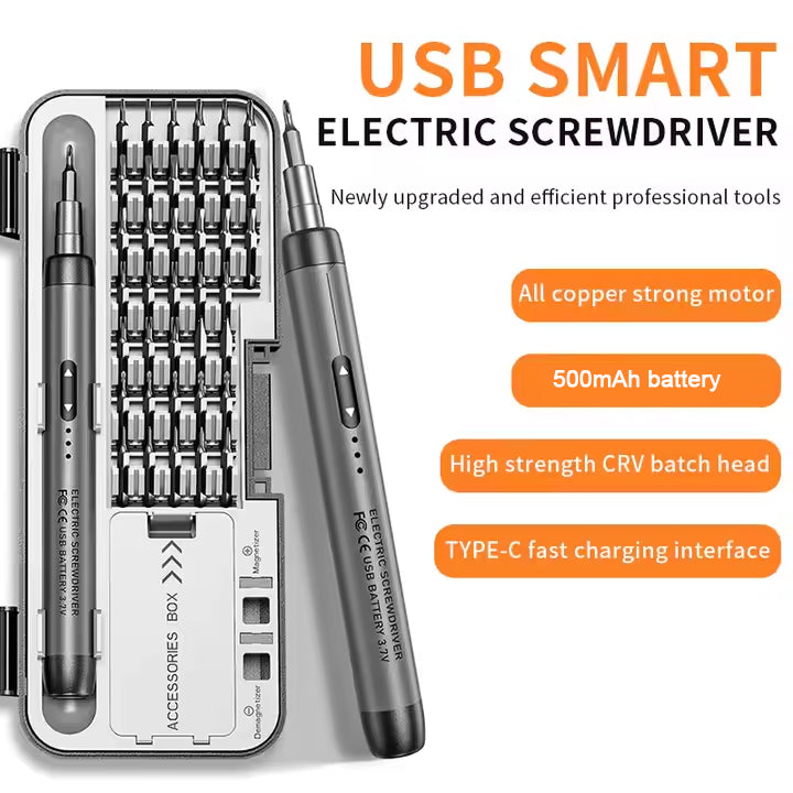 48-in-1 Rechargeable Electric Precision Screwdriver Set with Magnetic Bits, Type-C Fast Charging, LED Indicator & Portable Storage Case – Ideal for Phones, Laptops, Watches, and DIY Repairs