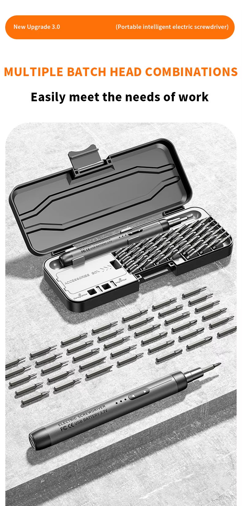 48-in-1 Rechargeable Electric Precision Screwdriver Set with Magnetic Bits, Type-C Fast Charging, LED Indicator & Portable Storage Case – Ideal for Phones, Laptops, Watches, and DIY Repairs