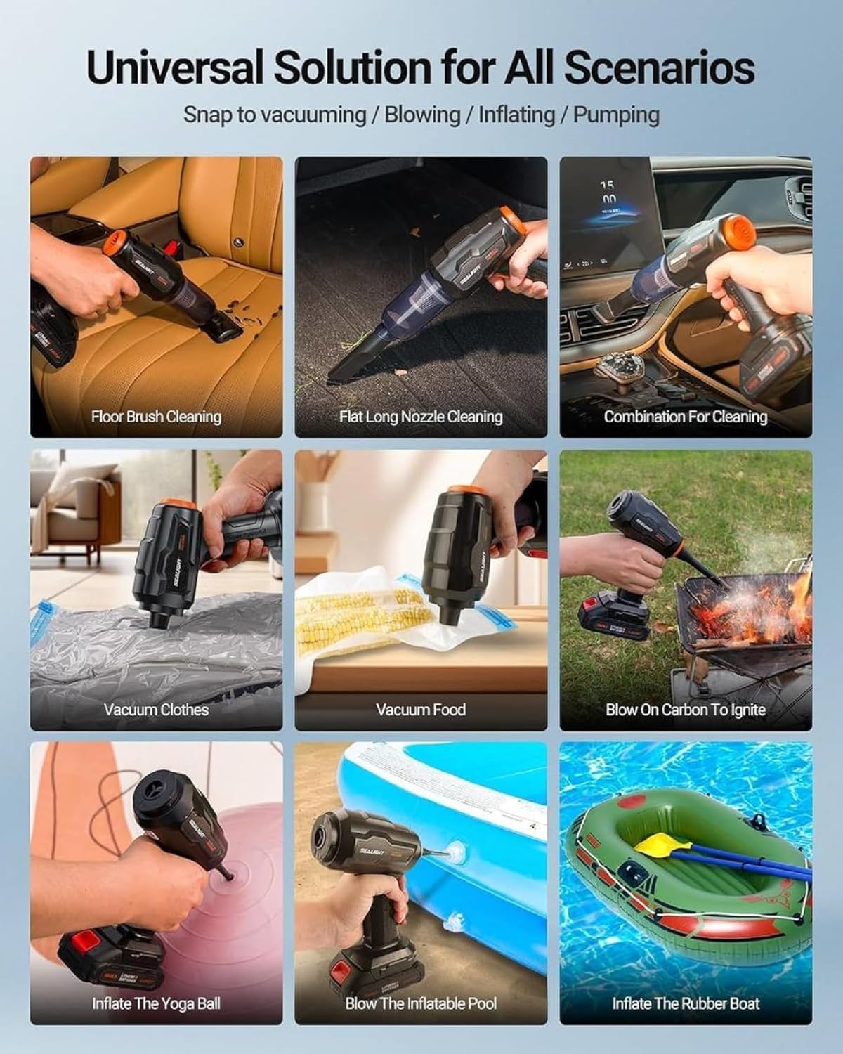High Power Cordless Handheld Rechargeable Vacuum Cleaner with Rechargeable 24V Lithium Battery, 0.4L Dust Cup, HEPA Filter, and Multiple Nozzle Attachments for Car, Home & Office