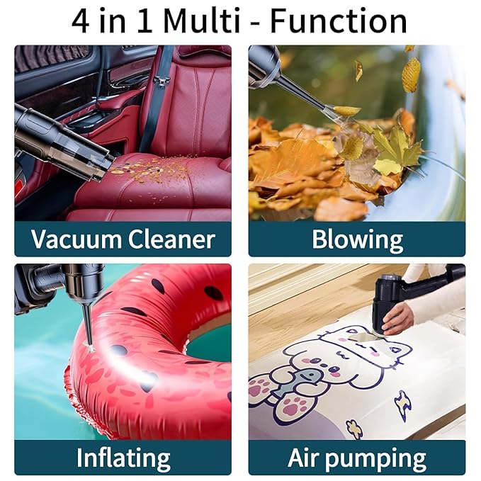 High Power Cordless Handheld Rechargeable Vacuum Cleaner with Rechargeable 24V Lithium Battery, 0.4L Dust Cup, HEPA Filter, and Multiple Nozzle Attachments for Car, Home & Office