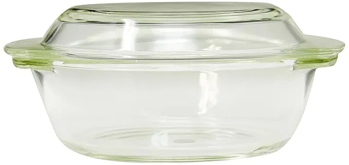 Borosil Transparent Borosilicate Glass Round Cook and Serve Casserole, Microwave Oven Safe Heat Resistant Cookware
