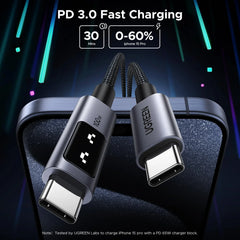 UGREEN Uno USB-C to USB-C PD Fast Charging Cable 5A Max 1m 100w - Black
