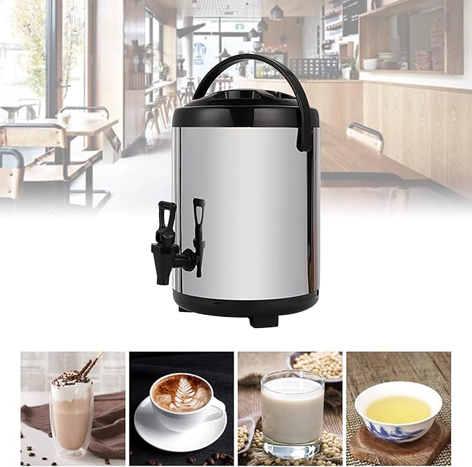 Portable St. Steel Insulated Beverage Dispenser Flask Bucket with Tap & Elevated Base - 16L